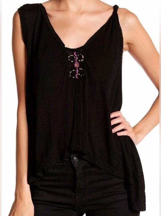 Tops - NWT Free People "New Vibes" Beaded Boho Asymmetrical Tank Top